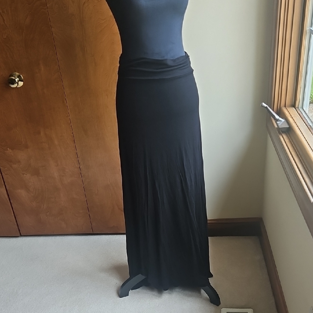 Wet Seal Black Ruched Maxi Skirt for Work